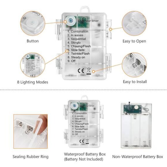 Orange Purple Halloween Fairy Lights, 2-Pack 16.4FT 50LED Battery String Lights - Picture 6 of 7